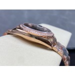 星期日历型系列女表黑色表盘 带钻外圈 36mm 玫瑰金色元首型表带