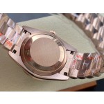 星期日历型系列女表黑色表盘 带钻外圈 36mm 玫瑰金色元首型表带
