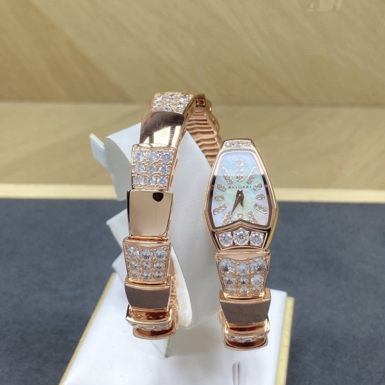 Bulgari Serpenti rose gold watch with diamonds