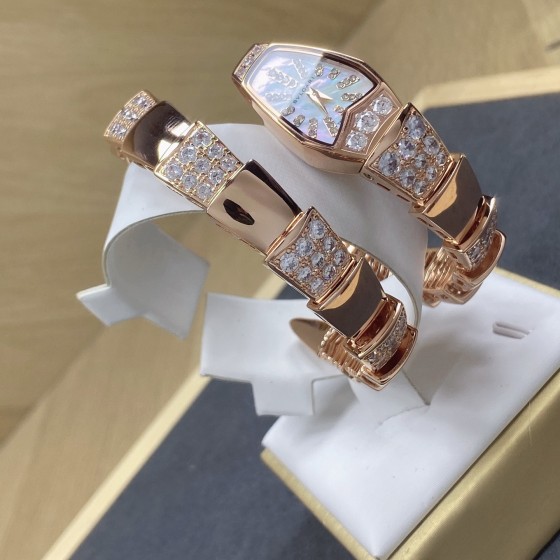 Bulgari Serpenti rose gold watch with diamonds