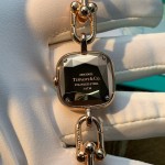 Tiffany Rose Gold Chain Watch with Diamond Accents and Blue Dial