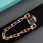 Tiffany Rose Gold Chain Watch with Diamond-Set Black Dial