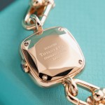 Tiffany Rose Gold Chain Watch with Diamond-Set Black Dial