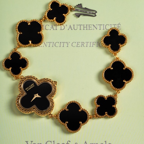 Van Cleef & Arpels Alhambra watch with black mother-of-pearl dial