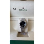 Datejust series, black dial, 31mm, silver strap