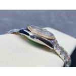 Datejust series, 31mm mother-of-pearl dial with diamonds, two-tone gold and silver strap.