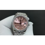 Datejust series, pink dial with diamonds, 31mm, two-tone gold and silver strap.