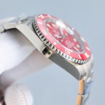 Rolex Submariner series, red dial, red bezel, 40mm, silver Oyster bracelet.