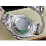 Rolex GMT-Master series, black dial, black and green bezel, 40mm, silver Oyster bracelet.