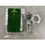 Rolex GMT-Master series, black dial, black and green bezel, 40mm, silver Oyster bracelet.