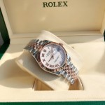 Datejust series, white dial, 31mm, rose gold two-tone strap