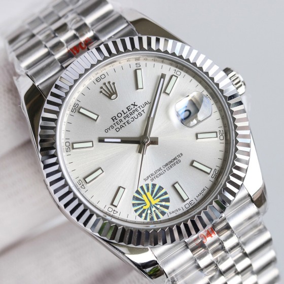 Rolex Datejust series, silver dial and silver bracelet, 41mm