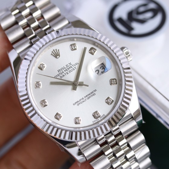 Rolex Datejust series white diamond dial silver bracelet 41mm