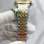 Datejust series, green dial with diamonds, 31mm, gold and silver two-tone strap.