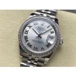 Datejust series, silver dial with diamonds, 31mm, silver bracelet.