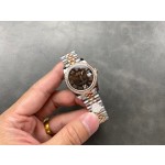 Datejust series, 31mm brown dial with diamonds, rose gold two-tone strap