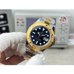 Yacht-Master series, black dial, gold bezel, 40mm, gold and silver bracelet.