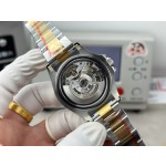 Yacht-Master series, black dial, gold bezel, 40mm, gold and silver bracelet.