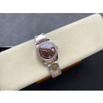 Datejust series, 31mm brown dial with diamonds, rose gold two-tone strap