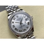 Datejust series, 31mm silver dial with diamonds, silver strap