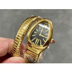 Bulgari Serpenti series, black dial, gold snake bezel