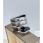 Bulgari Serpenti series, black dial, silver snake bezel