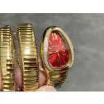 Bulgari Serpentl Collection: Red dial with diamonds and gold snake bezel
