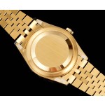 Navigator series men's watch, black dial, gold bezel, 42mm, gold five-link bracelet.