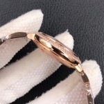 Cartier Ballon Bleu series, 33mm silver dial with diamonds, rose gold strap, mechanical ladies' watch.