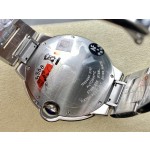 Cartier Ballon Bleu series, 42mm grey dial, silver strap, mechanical men's watch
