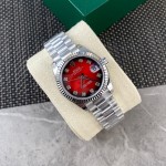 Datejust series, red dial, 31mm, silver strap