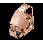 Voyager series men's watch, bright black dial, rose gold bezel, 42mm, rose gold Oyster bracelet.