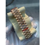 星期日历型系列男表咖啡色表盘 带钻外圈 40mm 玫瑰金色元首型表带