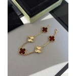 Four-leaf clover red and gold laser-cut five-flower bracelet