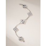 Four-leaf clover silver spacer silver diamond five-flower bracelet