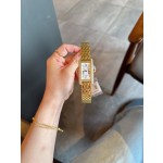 Cartier Tank series, double row diamonds, gold-plated bracelet with scale pattern, size 23*42mm.