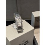 Cartier Tank series, double row diamonds, scale-patterned strap, silver color, size 23*42mm