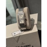 Cartier Tank series, double row diamonds, scale-patterned strap, silver color, size 23*42mm