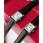 Cartier Tank series, Classic model, black leather strap
