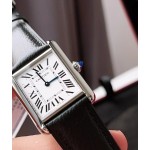 Cartier Tank series, Classic model, black leather strap