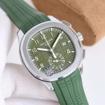Patek Philippe Aquanaut, green dial, platinum case, 42.2mm.